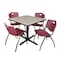 Cain Cain Square Table & Chair Set, Wood, Metal, Plastic Top, Maple TB3636PL47BY - alternate 1